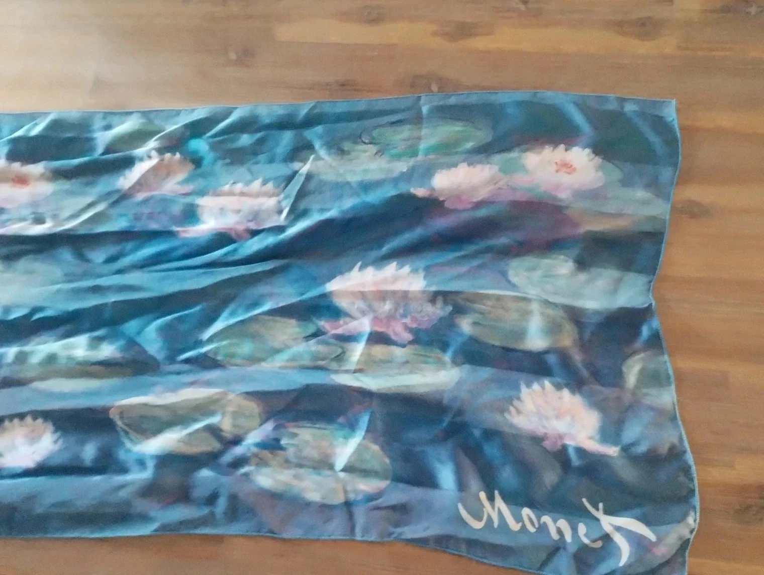 Fular com motivo de nenúfar Monet, 100% seda – photo 4